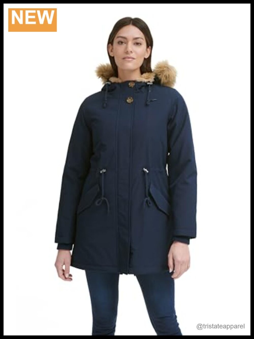 Women's Faux Fur Lined Hooded Quilted Parka Jacket Zipper Pockets